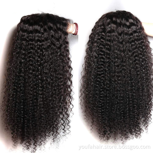 Kinky Curly Brazilian Human Hair Pre Plucked Hairline 13x4 Transparent Frontal Wig German Super Fine HD Swiss Lace Front Wig
